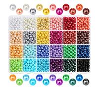 Asyduey 1680 PièCes SéRies 6Mm 24 Couleurs Perles Rondes Perles avec Trous pour la Fabrication de Perles D'Espacement en Vrac pour Bricolage Artisanat Fabrication de