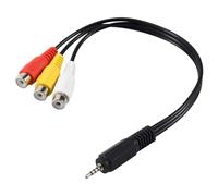 Asyduey 2.5mm Mini AV Male a 3RCA M/F Cable Audio-Video Cable d'adaptateur de Prise Stereo