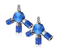 Asyduey 2 Connecteurs de Tuyau D'Air 3 Voies Raccords de Tuyau D'Air 1/4 Po NPT Raccords de Compresseur D'Air Accessoires de Compresseur D'Air (Bleu)
