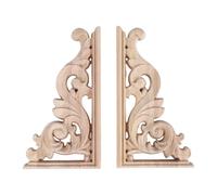 Asyduey 2 Pcs Gauche + Droite (Chaque 1 Pcs) Vintage en Bois Sculpté Coin Onlay Meubles DéCoration Murale Cadre Non Peint Applique