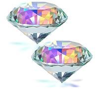Asyduey 2 PièCes 50 Mm/ 2 Pouces AB Couleur Diamant à Facettes Cristal Arc-en-Ciel Presse-Papier Cristal pour la DéCoration de Bureau à Domicile et des Faveurs de Mariage