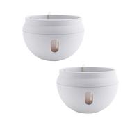 Asyduey 2 PièCes SéRies Panier à Arrosage Automatique de JardinièRe Suspendue en Plastique avec Crochets, Pot de Fleur Suspendu avec Base DéTachable Blanc