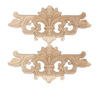 Asyduey 2 PièCes SéRies Vintage Bois Sculpté Decal Coin Onlay Applique Cadre pour Mobilier de Maison Armoire Murale Porte DéCor Artisanat 22X10 Cm