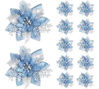 Asyduey 20 PièCes 14,5 cm Paillettes Fleurs de NoëL Artificielles DéCoration d'arbre de NoëL Ornements de Bonne AnnéE NoëL, B