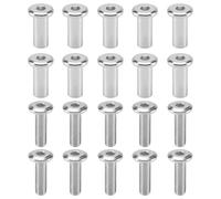 Asyduey 20 PièCes Vis Post Fit pour 5/16 Pouces (8Mm) Trou de DiamèTre Mâle M6X20Mm M6X18Mm Boucle de Ceinture Boulons de Liaison Attache en Cuir
