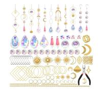 Asyduey 200 Pièces Attrape-Soleil en Cristal, Attrape-Soleil avec Cristaux, Kits D'Artisanat pour Adultes, avec Arc-en-Ciel, Pendentifs, Installation Facile, Facile à Utiliser, Or