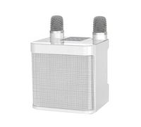 Asyduey -203 Ensemble Karaoké Haut-Parleur Karaoké sans Bluetooth Double Microphone Haut-Parleur Microphone Machine Blanc