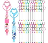 Asyduey 24 Pièces Porte-Clés en Perles en Vrac, Porte-Clés Vierges en Métal pour Porte-Clés en Perles, Artisanat B et Facile à Utiliser