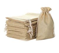 Asyduey 25 PièCes de Toile de en Lin Naturel avec Cordon de pour Les -Cadeaux, Accessoires de SoiréE, Pochette de, à Collations et Projets D'Artisanat DIY