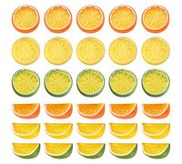 Asyduey 30 PièCes SéRies 2 Pouces Tranches de Citron Artificielles, Simulation DéCorative Faux Fruits Mariage Ornement Festival DéCor Accessoires de Photographie