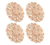 Asyduey 4 PièCes en Bois Sculpté Onlay Applique Applique en Bois Non Peint Vintage Style EuropéEn Autocollant Sculpté pour la DéCoration de Meubles