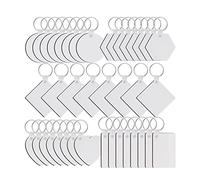 Asyduey 40 PièCes Sublimation Blanks Keychain Set Transfert de Chaleur Keychain Ornement MDF Blanks avec Porte-CléS Imprimé Double-CôTé