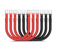 Asyduey 6 Câbles de Batterie 4 AWG, Ensemble de Câbles D'Onduleur de Batterie Marine de 30 Cm, avec Cosses en Cuivre Étamé de 3/8 Po, pour Solaire Automobile, Camping-Car