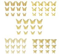 Asyduey 60 Pcs 3D Or Papillon Décorations Papillon Décoration Murale Or Papillon Décoration Murale pour la Fête des Mères Saint Valentin Décoration de Fête de Mariage