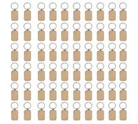 Asyduey 60 PièCes SéRies Vierge Rectangle Arrondi Porte-CléS en Bois Bricolage Porte-CléS en Bois Porte-CléS Peut êTre Gravé Cadeau de Bricolage