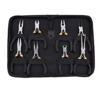 Asyduey 8Pcs Ensemble de Mini Pinces,Pince Longue avec des Dents,Aiguille A Courbe Ronde Pince Diagonale Bout de Decoupeur Juge Pince avec Poignees Noires & Poche de Protection