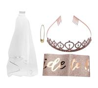 Asyduey Bachelorette DéCorations de FêTe ou Rose Paillettes Kit Fournitures de Douche Nuptiale MariéE à êTre Ceinture, DiadèMe, Voile