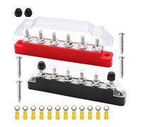 Asyduey Barre Omnibus de Batterie 6 X 1/4 Pouces (M6) Goujons de Borne Bloc de Distribution d'alimentation 12 V avec Couvercle et Bornes à Anneau, Max 300 V AC Facile à Utiliser