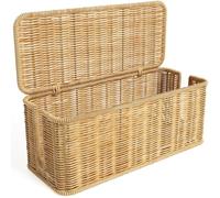 Asyduey Boîte de Gestion des Câbles, Boîte de Rangement pour Cache-Câbles en Imitation Rotin Tissé à la Main avec Couvercle, Boîte de Rangement pour Câbles à 2 Fentes Ouvertes