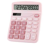 Asyduey Calculatrice éLectronique à 12 Chiffres Calculatrice Solaire Calculatrice à Double Alimentation Office Financial Basic Calculatrice de Bureau-Rose