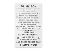 Asyduey Carte de Portefeuille Gravée pour Fils Souviens- de qui Tu Es Fils Nouvelle Idée de Cadeau de Fin D'Année avec Enveloppe