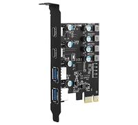 Asyduey Carte D'Extension PCIE vers USB 3.0 à 4 Ports Carte Adaptateur PCI Express pour PC de Bureau, Prise en Charge de XP/7/8/10