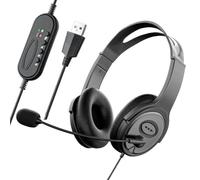 Asyduey Casque pour Centre D'Appels, Casque Stéréo, Microphone Antibruit pour Zoom, Skype, Bureau, Centre D'Appels, Podcast à Domicile