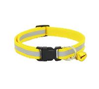 Asyduey Collier Réfléchissant Ajustable d'animaux Domestiques Boucle de Libération de Sécurité avec Clochette pour Chien Chat(Jaune)
