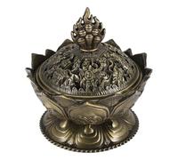 Asyduey Cone de fumee d'encens Lotus, Support de bruleur d', rechaud d'encensoir de poele Decor-Bronze