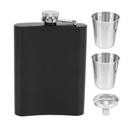 Asyduey Ensemble de Flasques, 8 Onces Flacon de Hanche avec Entonnoir et 2 Petits Verres Portable Pocket Whisky Flask pour FêTe des au Bar Noir