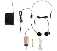 Asyduey Ensemble de Microphones sans avec Port de TêTe + Lavalier Lapel Mics ÉMetteur RéCepteur FréQuence UHF pour l'enseignement de la Parole