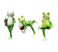 Asyduey Figurines Décorations de Plantes 3 Pcs, Miniature Grenouille Drôle à Boire, Statue de Grenouille Décor de Jardin Ornement de Pelouse pour Pots