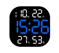 Asyduey Horloge murale 33 cm Luminosité Réglable Télécommande LED Horloge Numérique Électronique Double Réveil Salon - B