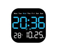 Asyduey Horloges Murales Numériques Température Date Semaine Affichage Horloge 12/24H Mural LED Réveil Télécommande B