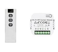 Asyduey Interrupteur de Rideau Aveugle Tuya Smart Life WiFi 433Mhz avec TéLéCommande pour Commande de Volet Roulant éLectrique, 1RC 1RE