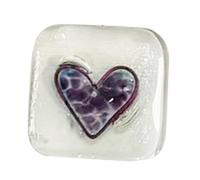 Asyduey Jeton de Poche en Verre avec Cœur, Carte Souvenir, Cadeau - Cartes de Poche Souvenir en Verre Fondu, Jeton de Poche en Forme de Cœur Violet, Facile à Utiliser, 4 X 4 cm