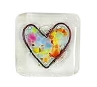 Asyduey Jeton de Poche en Verre en Forme de Cœur, Cadeau Souvenir - Cartes de Poche Souvenir en Verre Fondu, Jeton de Poche en Forme de Cœur Multicolore, Facile à Utiliser