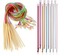 Asyduey Kit de 23 Crochets Tunisiens, 11 Crochets Longs en Aluminium 2,0-8,0 mm et 12 Crochets Tunisiens en Bambou