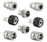 Asyduey Kit de Connexion pour Nettoyeur en Acier Inoxydable, M22 14 mm à 3/8 Po, Adaptateur à Dégagement 3/4 Po à 1/2 Po, Facile à Utiliser
