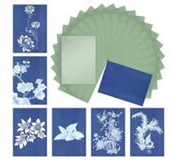 Asyduey Kit de Papier Cyanotype, 24 Pièces Kit de Papier D'Impression Solaire A5 Papier à Dessin Solaire Sensibilité Papier D'Impression Nature pour L'Artisanat D'Art