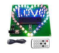 Asyduey Kit éLectronique Bricolage Coloré LED Flash Coeur D'Amour Bricolage TéLéCommande Projet de Soudure Cadeau Saint Valentin Sans Coque