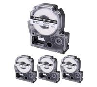 Asyduey Lot de 4 Bandes de Remplacement pour éTiquettes Compatibles pour Cartouches de Bande D'éTiquettes -4WBN (SS12KW) Noir sur Blanc
