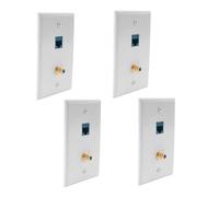 Asyduey Lot de 4 Prises Murales Coaxiales Ethernet avec 1 Port Cat6 et 1 Port Coaxial Plaqué ou de Type F RJ45 Plaques Murales