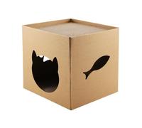 Asyduey Maison en Carton pour Chat avec Grattoirs, Jeux et Décoration D'Intérieur - Idéale pour l'anniversaire du Chat, la Cachette des Petits Lapins et Autres Petits Animaux.