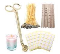 Asyduey Mèches de Bougie en Cire d'abeille, Dispositif de Centrage de Mèche de Bougie en Bois, Coupe-Mèche de Bougie Dorée pour la Fabrication de Bougies DIY