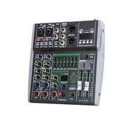 Asyduey Mélangeur Professionnel à 4 Canaux Intégré 16DSP Effet Équilibré à 7 Segments Prise en Charge Bluetooth Enregistrement Audio Mixer Prise UE