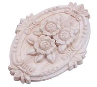 Asyduey Ornement en Bois RéTro Applique Sculpture Ornement pour DéCoration de Meubles de Porte D'Armoire (13X9Cm)