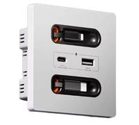 Asyduey Panneau Mural Universel 12W avec USB-A USB-C Câble de Charge Rétractable, Type C Prise pour Tablette de Téléphone Mobile