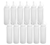 Asyduey Paquet de 12 Bouteilles de Condiments Squeeze Squirt de 8 Oz avec Couvercle sur Le Couvercle pour la Sauce, Le Ketchup, Le Barbecue, la Vinaigrette et la Peinture