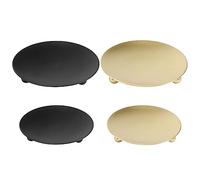 Asyduey Paquet de 4 Bougeoirs en Plaque de Fer, Bougeoirs Piliers, pour Bougies LED et Cire, CôNes D'Encens, Spa, Mariages (Or + Noir)